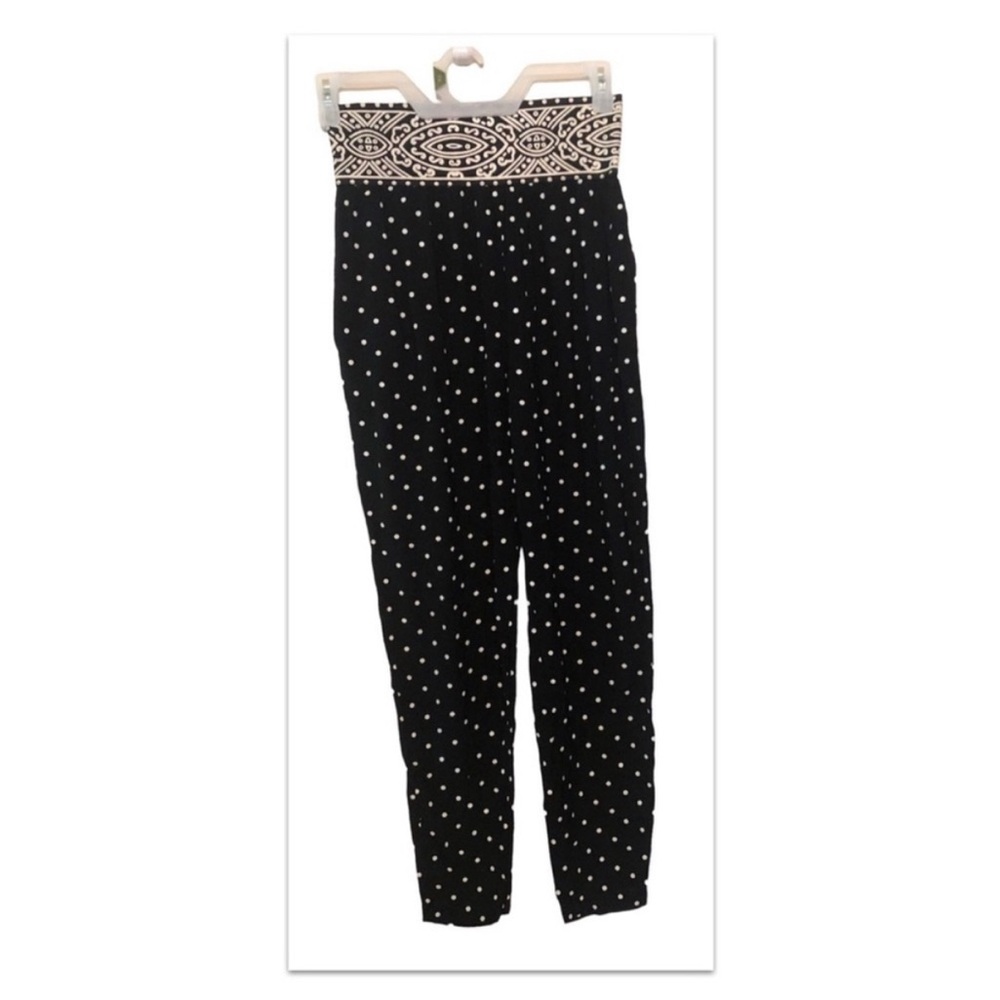 Vintage 90s Polka Dot High Waist Tapered Pants Statement Waistband M - Picture 4 of 8